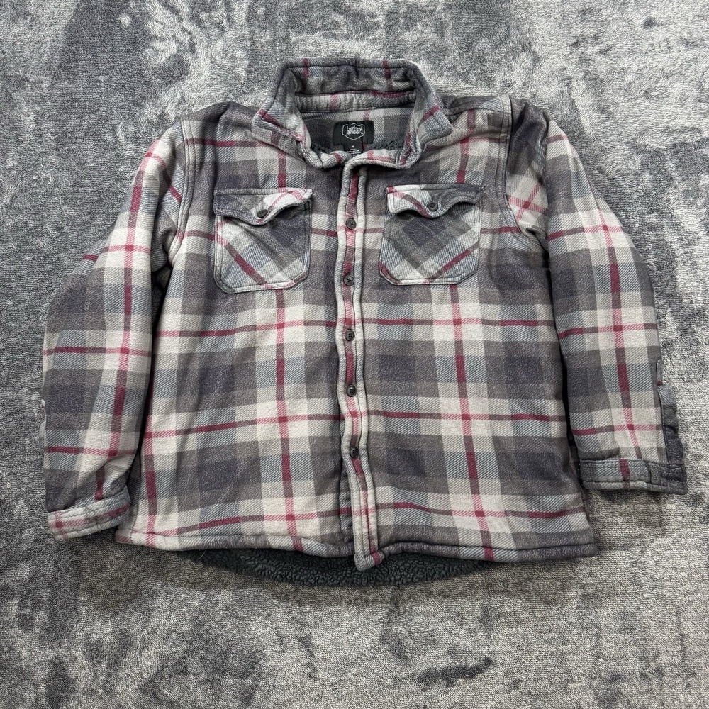 Berkley Jensen Men's Size M Plaid Fleece Sherpa Shirt Jacket Plush Jacket